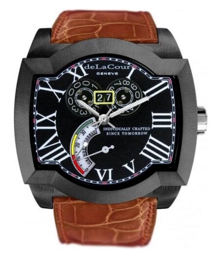 Luxury Replica DeLaCour SAQRA GRANDE RESERVE STEEL PVD BLACK WAST2274-0974 watch